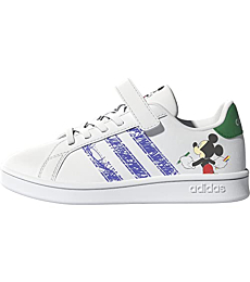 adidas Grand Court Tennis Shoe, White/White/Green, 13 US Unisex Little Kid