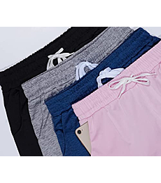 4 Pack: Girls Active Athletic Performance Quick Dry Fit Short Running Sports Shorts Soccer Tennis Summer Basketball Lounge Casual Sleep Bottoms Gym Workout Pockets Drawstring Dolphin- ST 1,LG (14)
