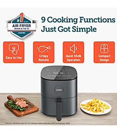 COSORI Air Fryer, 5 QT, 9-in-1 Airfryer Compact Oilless Small Oven, Dishwasher-Safe, 450℉ freidora de aire, 30 Exclusive Recipes, Tempered Glass Display, Nonstick Basket, Quiet, Fit for 2-4 People