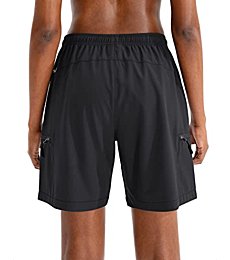 SANTINY Women's Hiking Cargo Shorts Quick Dry Lightweight Summer Shorts for Women Travel Athletic Golf with Zipper Pockets(Black_XL)
