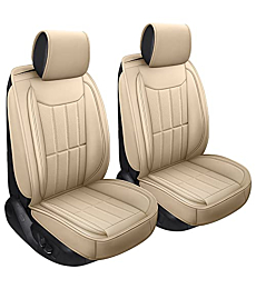 SPEED TREND Leather Car Seat Covers, Premium PU Leather & Universal Fit for Auto Interior Accessories, Automotive Vehicle Cushion Cover for Most Cars SUVs Trucks (ST-003 Front Pair, TAN)