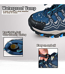 UOVO Boys Shoes Boys Tennis Running Sneakers Waterproof Hiking Shoes Kids Outdoor Fashion Sneakers Slip Resistant (Big/Little Boys) Navy Blue