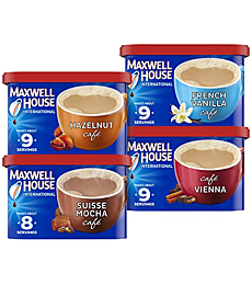 Maxwell House International Variety Pack with French Vanilla (Suisse Mocha, Hazelnut, and Vienna Café-Style Instant Coffee Beverage Mix, 4 ct Pack)