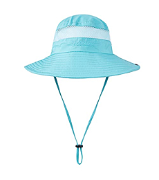 Sun Hats for Women/Men UV-Protection Fishing Hat Wide Brim Bucket Hat Windproof Hiking Safari Hat (Aqua Blue)