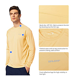BALEAF Men's Long Sleeve Shirts Lightweight UPF 50+ Sun Protection SPF T-Shirts Fishing Hiking Running Custard Size XL