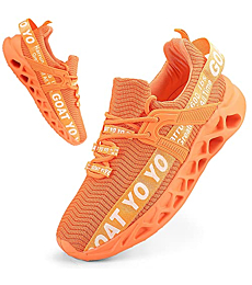 Harrun Mens Fashion Sneakers Athletic Running Shoes Blade Non Slip Walking Non Slip Tennis Gym Sport Shoes Orange