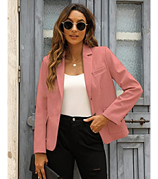 BZB Women's Casual Blazers Long Sleeve Lapel Open Front Work Office Bussiness Warm Blazer Jackets Pink
