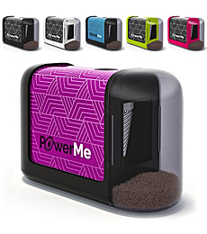 POWERME Electric Pencil Sharpener - Pencil Sharpener Battery Powered for Kids, School, Home, Office, Classroom, Artists – Battery Operated Pencil Sharpener for Colored Pencils (Purple)
