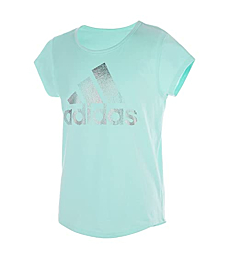 adidas girls Short Sleeve Cotton Scoop Neck Tee T-shirt T Shirt, Clear Mint, Large Plus