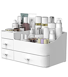 Makeup Organizer with Drawers,Large Capacity Countertop Organizer for Vanity,Bathroom and Bedroom Desk Cosmetics Organizer for Skin Care,Brushes, Eyeshadow, Lotions, Lipstick, Nail Polish and Jewelry