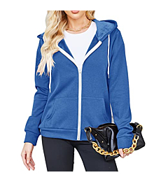 Sherosa Juniors Lightweight Zip Up Jacket Hoodies with Pockets Thin Active Sports Hoodies (Royal Blue, XX-Large)
