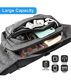 MINJANDLEE Fanny Packs for Women Men Teen Girls, Fashion Waterproof 4 Zip Pockets Waist Pack Belt Bag with Adjustable Belt for Outdoors Workout Traveling Running Hiking Casual Cycling（Grey）
