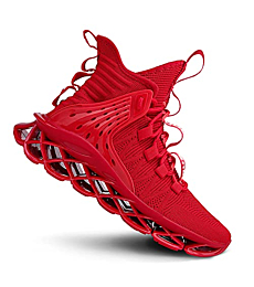 DUDHUH Running Shoes for Men Comfortable Athletic Cross Trainer Casual Walking Fashion Mens Tennis Sock Sneakers Red