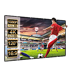 120 inch Projection Screen, FANGOR 4K Video Projector Screen Full HD Movie Screen, Anti-Crease 16:9 Foldable Indoor Outdoor Video Projector Screen for Home, Party, Office with Accessory…