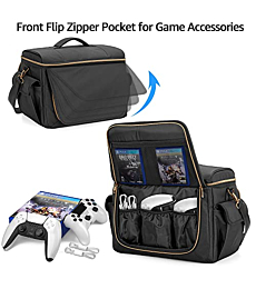 Trunab Gaming Console Bag Compatible with PS5/PS4/Xbox One, Protective Travel Carry Case Storage for Controllers, 15.6” Laptop, Monitor, Headsets, Gaming discs, Charger, and More Gaming Accessories