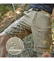 FREE SOLDIER Men's Lightweight Breathable Quick Dry Tactical Shorts Hiking Cargo Shorts Nylon Spandex (Khaki 34W x 10L)