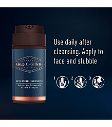King C. Gillette Moisturizer for Face & Stubble with Vitamin B3 and B5 Complex, Face Moisturizer for Men, 100 mL