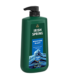 Irish Spring Men's Body Wash with Pump, Moisture Blast, Men's Shower Gel, 30 Oz Pump