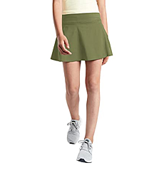 rrhss Girl's Active Skort High Waisted Tennis Skirt Solid Lightweight Running Sport Golf Skorts Arm Green