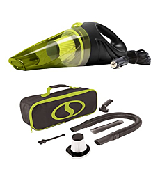 Auto Joe ATJ-V501 12-Volt Portable Car Vacuum Cleaner w/16-Foot Cable, Interior Auto Detailing Accessory Kit, HEPA Filter x2 and Storage Bag, Green