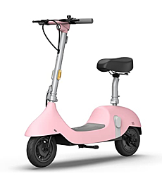 OKAI Beetle Electric Scooter with Foldable Seat, 25 Miles Range & 15.5MPH, 10" Vacuum Tires, Modern Moped E Scooter Bike for Adults (Pink)