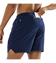 MIER Men's Training Shorts 5 Inch Stretchy Active Shorts, Elastic Waist, Navy, M