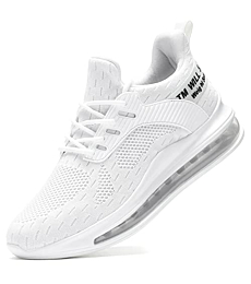 Men's Running Shoes Air Low Top Comfort Basketball Sneakers Breathable Fashion Tennis Sport Gym Fitness Cross Trainers White