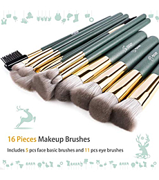Premium Synthetic Foundation Blending Face Powder Blush Concealers Eye Shadows Make Up Brushes Kit (Green)