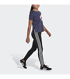 adidas Girls' Big Short Sleeve Dolman Waist Tee 22, Shadow Navy, Medium (10/12)