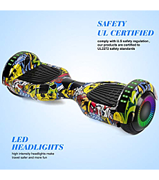 FLYING-ANT Hoverboard, 6.5 Inch Self Balancing Hoverboards with Bluetooth and Flashing LED Lights, Hover Board for Kids Teenagers