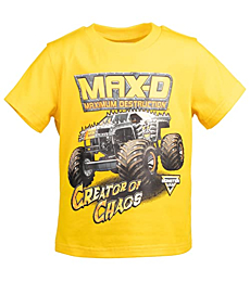 Monster Jam Maximum Destruction Little Boys T-Shirt Mesh Shorts Yellow/Gray 7-8