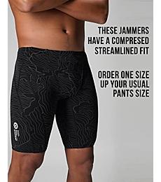 Onvous Riptide Men's Swim Jammer | Racing & Training Swimsuit | Fast, Flexible, Comfortable (32) Black