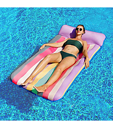 Fabric-Covered Pool Floats - Parentswell Inflatable Pool Float Lounge, X-Large, 72" x 36" Oversized Pool Floaties Lounger for Adults