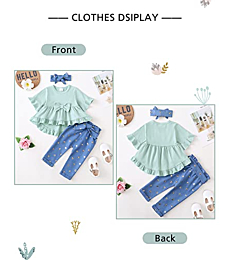 Toddler Girl Outfits 18-24 Months Little Girl Clothes 3PC Blue Shirt Top Leopard Jeans Long Pants For Girl 3pc