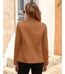 BZB Women's Casual Blazers Long Sleeve Lapel Open Front Work Office Bussiness Warm Blazer Jackets Brown