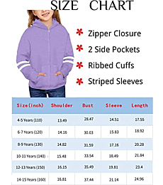 Haloumoning Girls Zip-Up Hoodies Sweatshirts Striped Long Sleeve Hooded Jackets with Pockets Purple