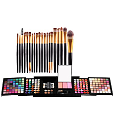 All In One Makeup Set Eyeshadow Pigmented Waterproof Blush Concealer Makeup Eyebrow Powder Palette WomenCosmetics Kit + 20pcs brush… (177 color with brush)