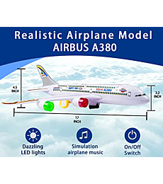 Airplane Toys for Kids, Airplane Toys for 1 2 3 Years Old, Toddler Airplane Toys with Airplane Sounds and Lights, Toddler Airplanes for 3 4 5 6 7 8 Years Old Boys and Girls (Airbusa380)