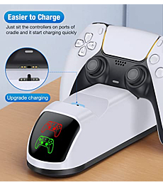 PS5 Controller Charging Station for Playstation 5 Dualsense Controller with Dual Stand Charger Dock, Upgrade PS5 Controller Charger Accessories Incl. Fast Charging Cable, PS5 Charging Station White