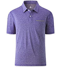Mens Short Sleeve Shirts Color Block Golf Polo Athletic Tennis T-Shirt Purple M