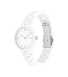Calvin Klein Women's Quartz White Ceramic and Link Bracelet Watch, Color: Black (Model: 25200076)