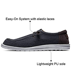 Jousen Men's Loafers & Slip-ons Cork Insole Light-Weight Breathable Canvas Mens Casual Shoes(AMY5111 Dark Grey 10.5)