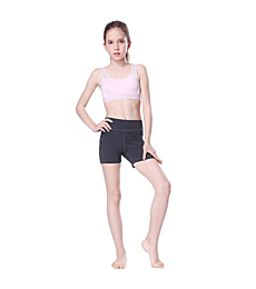 MIVEI Girls' 4" Volleyball Dance Shorts - Youth Sports Yoga Gym Biker Running Kids Athletic Spandex Short with Back Pocket Grey