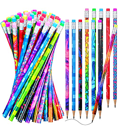 Wooden Pencil with Eraser Assortment Colorful Pencils for Kids Writing Fun Assorted Pencils Novelty Kids Pencils Fun School Supplies for Classroom, Student Reward, Stationery Party Favors(50 Pieces)