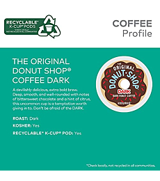The Original Donut Shop Dark, Single-Serve Keurig K-Cup Pods, Dark Roast Coffee Pods, 72 Count