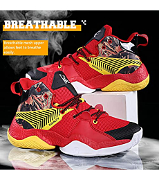 ASHION Mens Basketball Shoes Lightweight Breathable Sneakers Anti Slip Sports Shoes for Running Walking Red 7