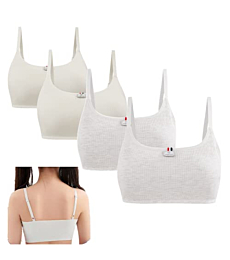 MANJIAMEI Girls Padded Training Bras Cotton Crop Bralettes with Adjustable Straps for 10-12 Years