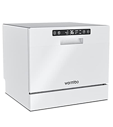 Comfook Compact Dishwasher Big Capacity Countertop Dishwasher with 5 Washing Programs, Portable Dishwasher with 6 Place Setting Rack and Silverware Basket for Party, Apartments, Dorms, RV, Boats