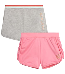 Body Glove Girls? Active Shorts - 2 Pack Cozy Fleece Athletic Gym Dolphin Shorts (Size: 7-12), Size 7, Grey/Pink