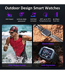 AMAZTIM Smart Watches for Men- 5ATM/IP68 Waterproof Fitness Tracker Smart Watch for Android iPhones with Heart Rate Blood Pressure Monitor Watch- 1.71" Tactical Military Sports Smart Watch (Black)